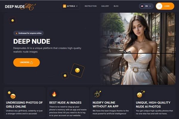 Deep-Nudes AI deepfake platform interface and features