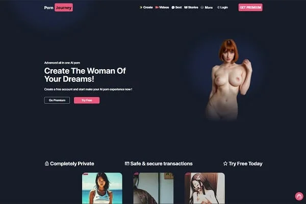 PornJourney AI porn generator interface and features
