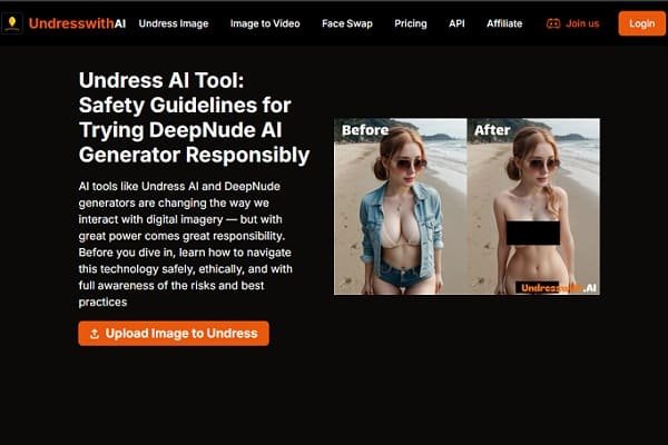 Undresswith AI deepfake platform interface and features
